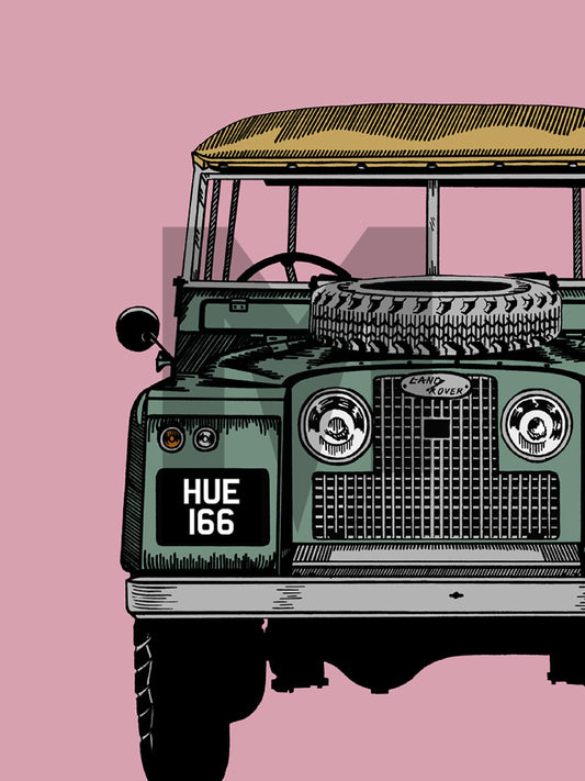 Land Rover Fine Art Print (pink)