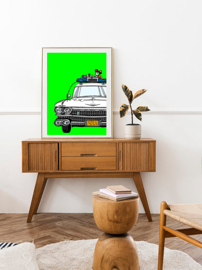 Ecto-1 Limited Edition Green Art Print