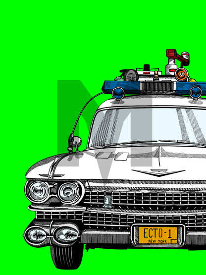Ecto-1 Limited Edition Green Art Print