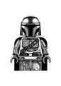 Black and white LEGO inspired Mandalorian minifigure A3 art print