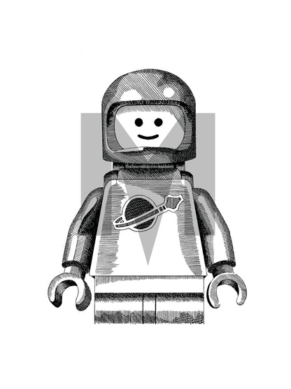 LEGO Minifigure Spaceman – Black & White Art Print