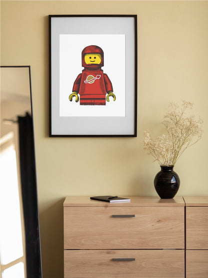 LEGO Minifigure Red Spaceman – Colour Art Print